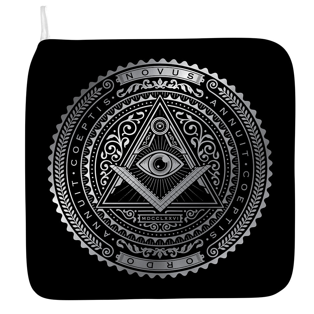 Silver And Black All Seeing Eye Print Hand Towel