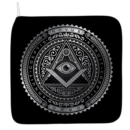 Silver And Black All Seeing Eye Print Hand Towel