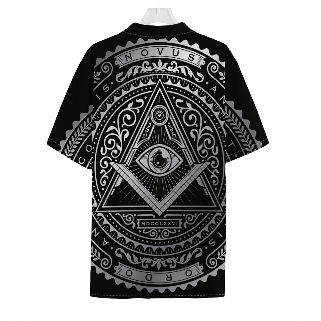 Silver And Black All Seeing Eye Print Hawaiian Shirt