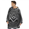 Silver And Black All Seeing Eye Print Hoodie Blanket