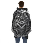 Silver And Black All Seeing Eye Print Hoodie Blanket