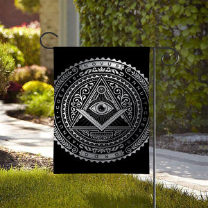 Silver And Black All Seeing Eye Print House Flag