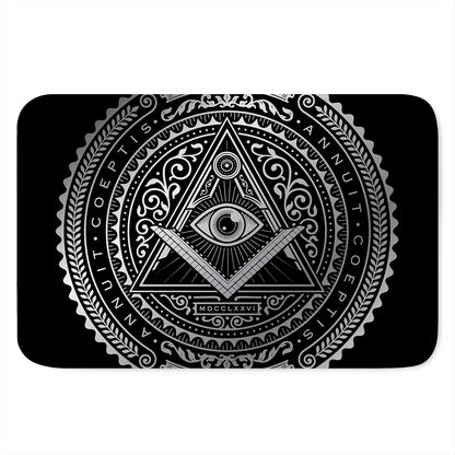 Silver And Black All Seeing Eye Print Indoor Door Mat