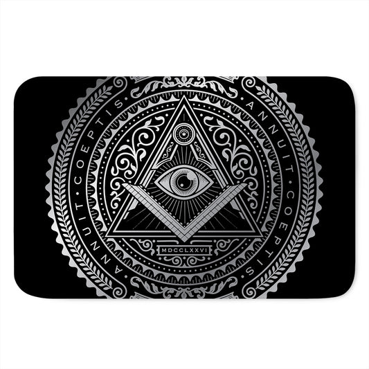 Silver And Black All Seeing Eye Print Indoor Door Mat