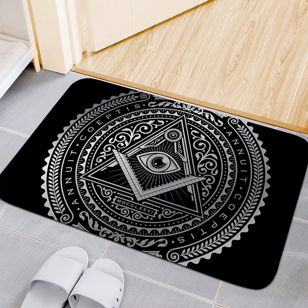 Silver And Black All Seeing Eye Print Indoor Door Mat