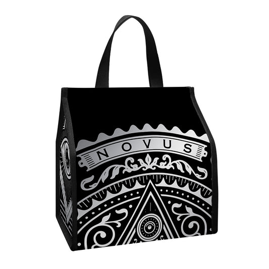 Silver And Black All Seeing Eye Print Insulated Lunch Tote