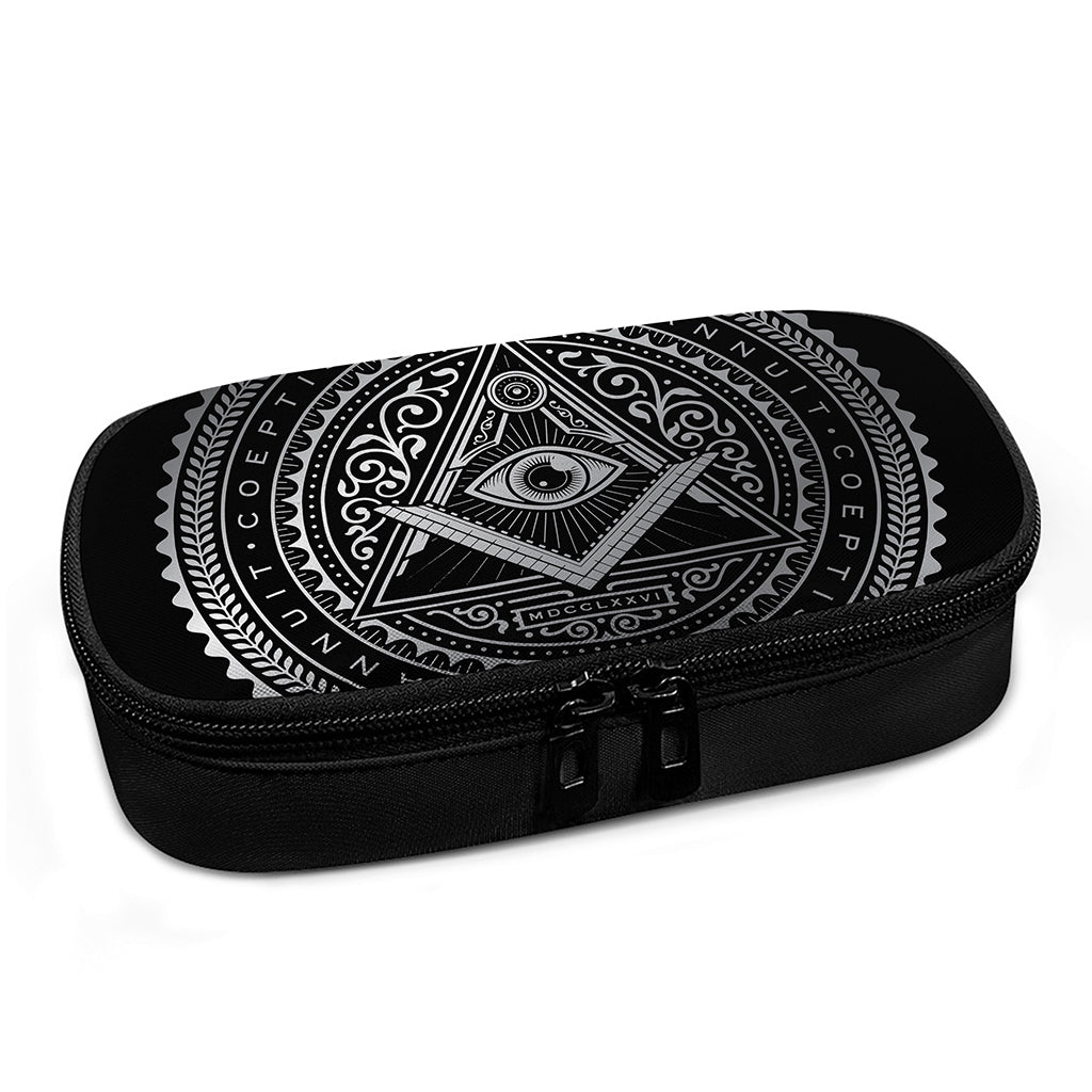 Silver And Black All Seeing Eye Print Insulin Cooler Travel Case