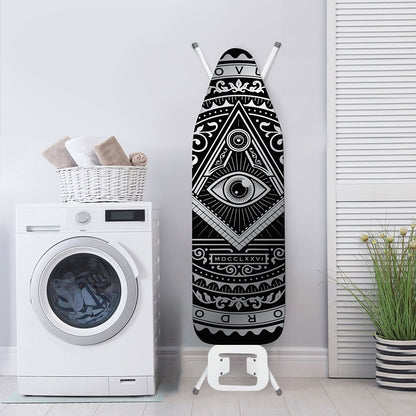 Silver And Black All Seeing Eye Print Ironing Board Cover