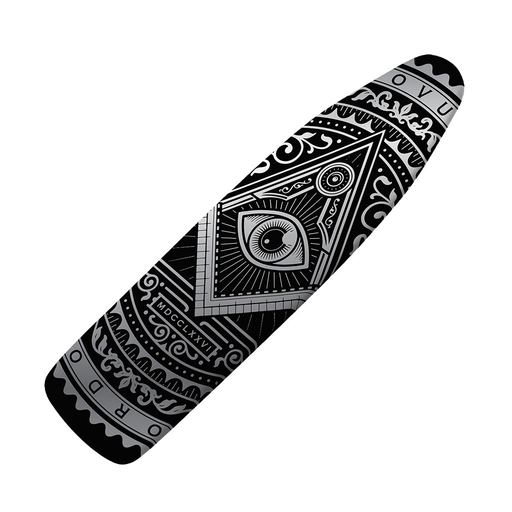 Silver And Black All Seeing Eye Print Ironing Board Cover