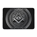 Silver And Black All Seeing Eye Print Kitchen Mat