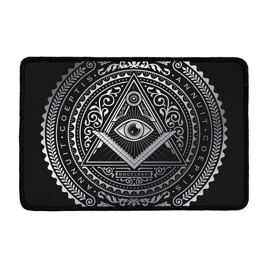Silver And Black All Seeing Eye Print Kitchen Mat