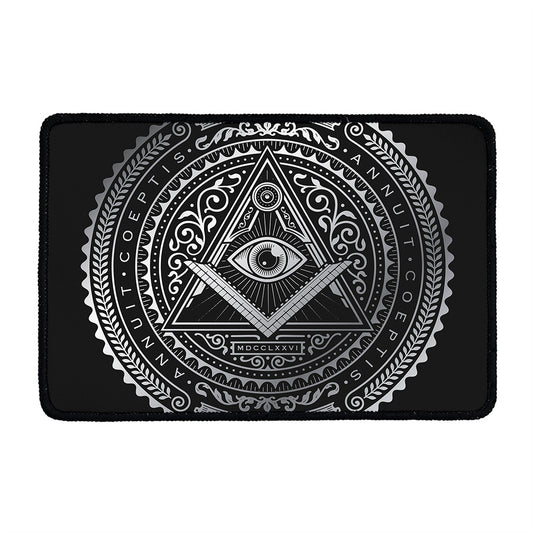 Silver And Black All Seeing Eye Print Kitchen Mat