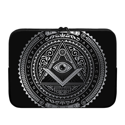 Silver And Black All Seeing Eye Print Laptop Sleeve