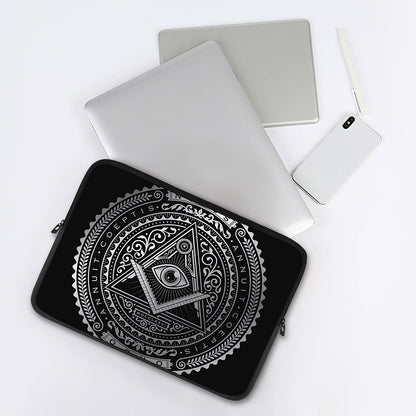 Silver And Black All Seeing Eye Print Laptop Sleeve