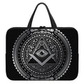 Silver And Black All Seeing Eye Print Laptop Sleeve With Handle