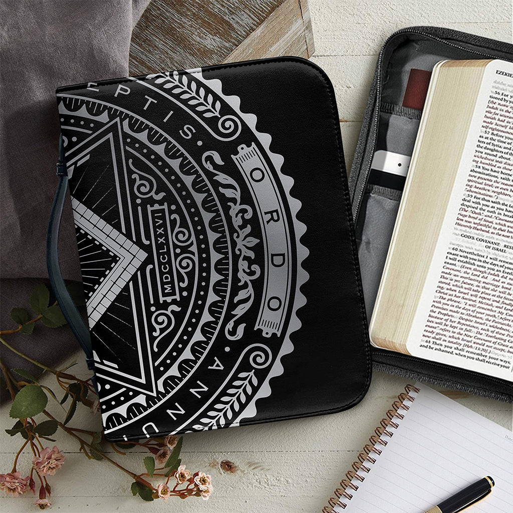 Silver And Black All Seeing Eye Print Leather Bible Cover