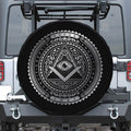 Silver And Black All Seeing Eye Print Leather Spare Tire Cover