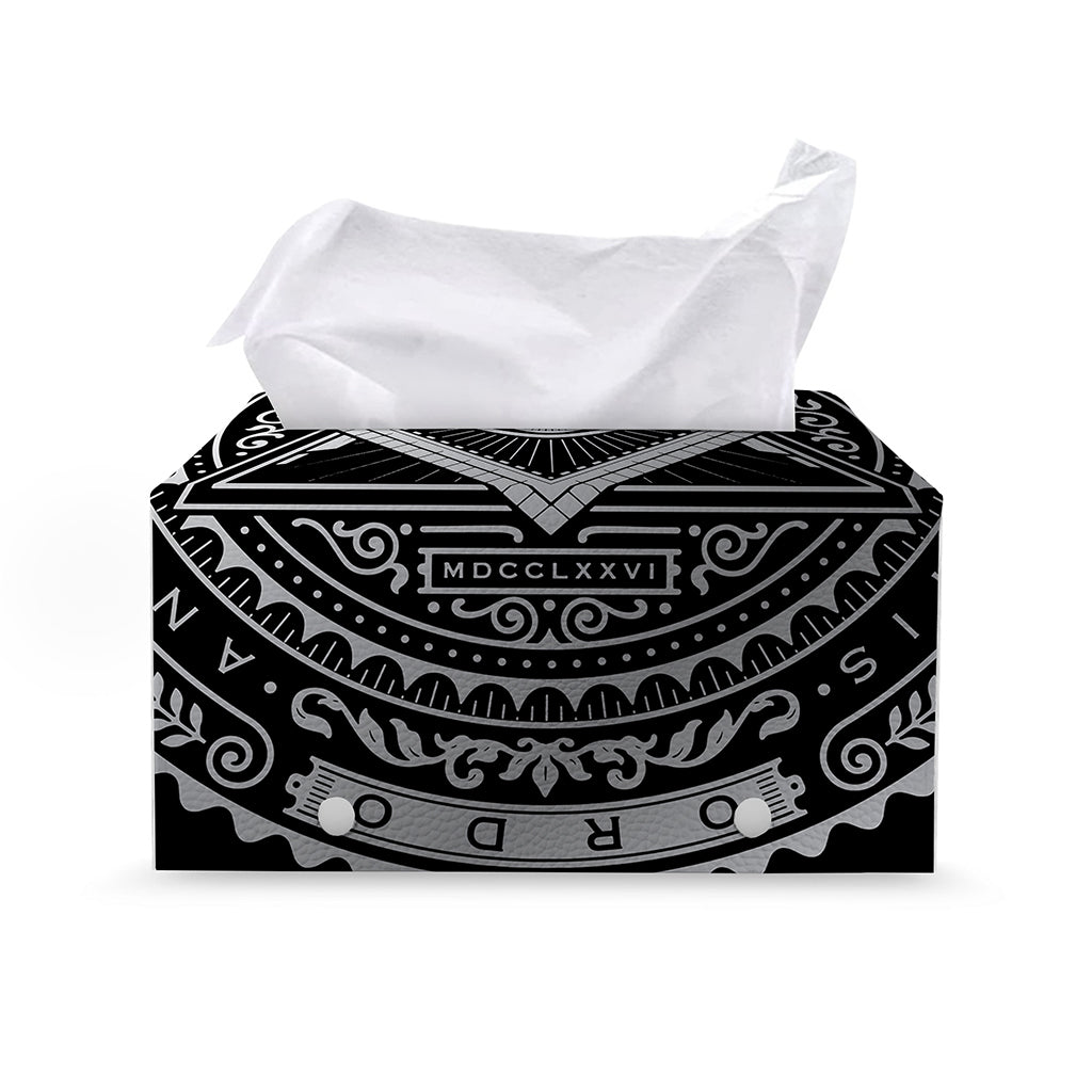 Silver And Black All Seeing Eye Print Leather Tissue Box Cover