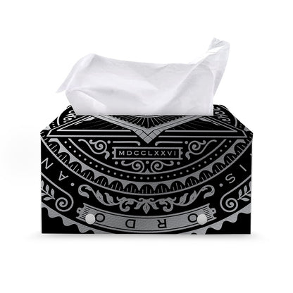Silver And Black All Seeing Eye Print Leather Tissue Box Cover