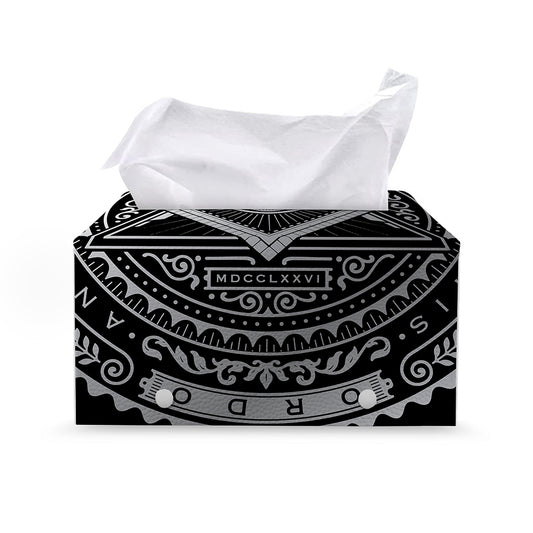Silver And Black All Seeing Eye Print Leather Tissue Box Cover