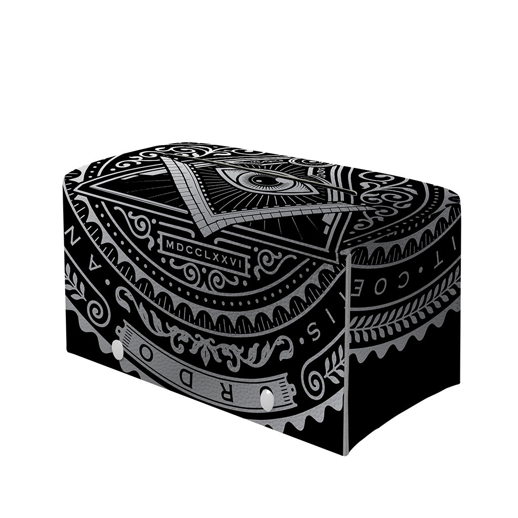 Silver And Black All Seeing Eye Print Leather Tissue Box Cover