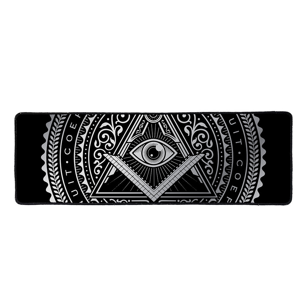 Silver And Black All Seeing Eye Print Long Kitchen Mat