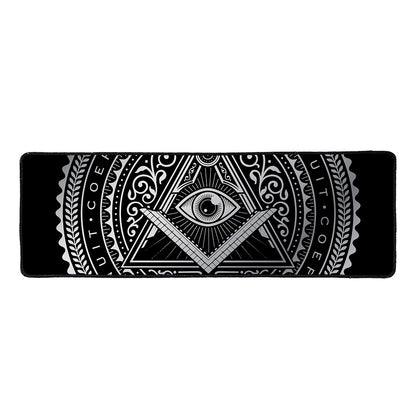 Silver And Black All Seeing Eye Print Long Kitchen Mat
