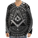 Silver And Black All Seeing Eye Print Long Sleeve Baseball Jersey