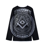 Silver And Black All Seeing Eye Print Long Sleeve Short Coat