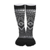 Silver And Black All Seeing Eye Print Long Socks