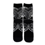 Silver And Black All Seeing Eye Print Long Socks