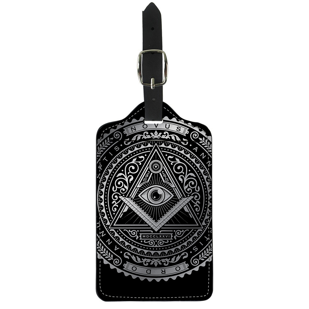 Silver And Black All Seeing Eye Print Luggage Tag