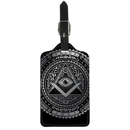 Silver And Black All Seeing Eye Print Luggage Tag