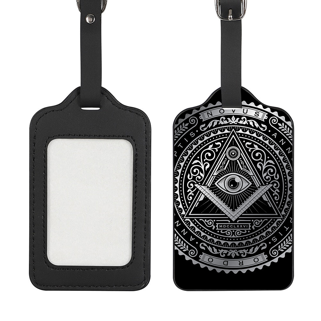 Silver And Black All Seeing Eye Print Luggage Tag