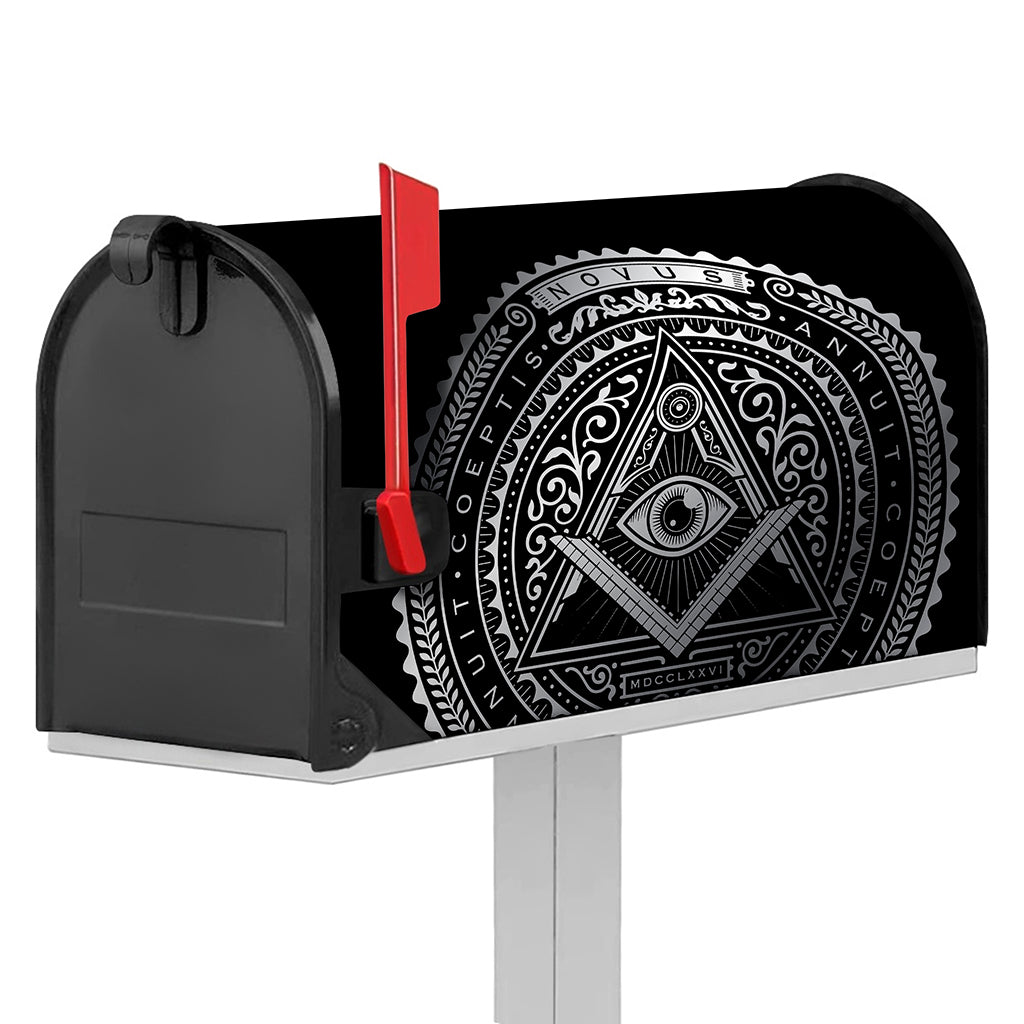 Silver And Black All Seeing Eye Print Mailbox Cover