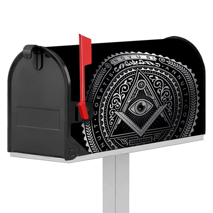 Silver And Black All Seeing Eye Print Mailbox Cover