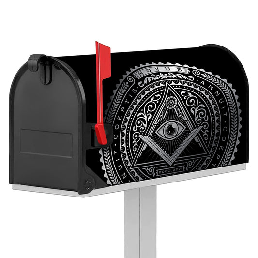 Silver And Black All Seeing Eye Print Mailbox Cover