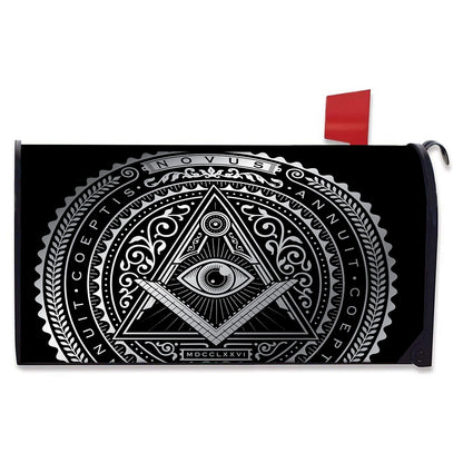 Silver And Black All Seeing Eye Print Mailbox Cover