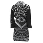 Silver And Black All Seeing Eye Print Men's Bathrobe