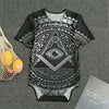 Silver And Black All Seeing Eye Print Men's Bodysuit