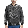 Silver And Black All Seeing Eye Print Men's Bomber Jacket