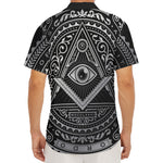 Silver And Black All Seeing Eye Print Men's Deep V-Neck Shirt