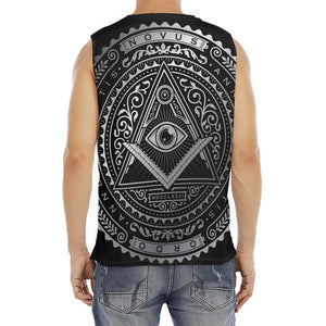 Silver And Black All Seeing Eye Print Men's Fitness Tank Top