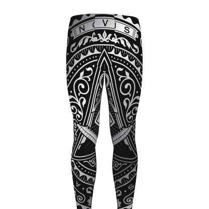 Silver And Black All Seeing Eye Print Men's leggings