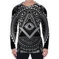 Silver And Black All Seeing Eye Print Men's Long Sleeve T-Shirt