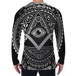 Silver And Black All Seeing Eye Print Men's Long Sleeve T-Shirt