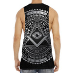 Silver And Black All Seeing Eye Print Men's Muscle Tank Top