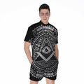 Silver And Black All Seeing Eye Print Men's Romper