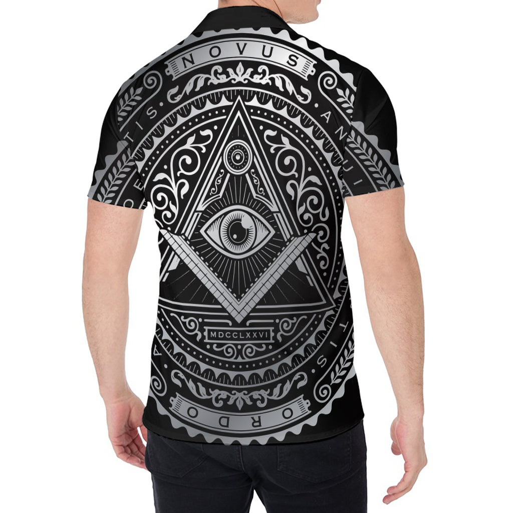 Silver And Black All Seeing Eye Print Men's Shirt