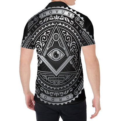 Silver And Black All Seeing Eye Print Men's Shirt